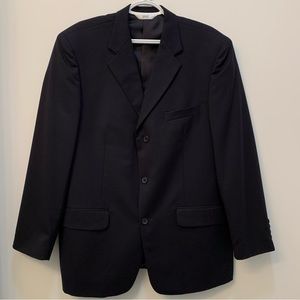 Versini Mens Size 41R Suit Jacket Coat Black 100% Wool 3 Buttons Solid Notch